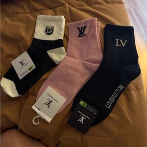 Casual Socks - Black, Pink, White/Black Crew Socks